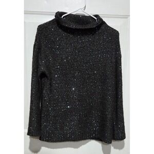 Palette Black Cowl Neck Sweater With Blue Woven Sequin Embellishments Women S